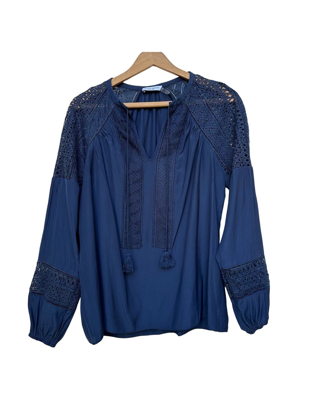 Ramy Brook Navy Blue Crochet Detail Blouse - Size S/P